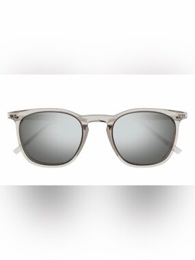 Saint Laurent Translucent Gray Frame Sunglasses with Gray Mirrored Lenses